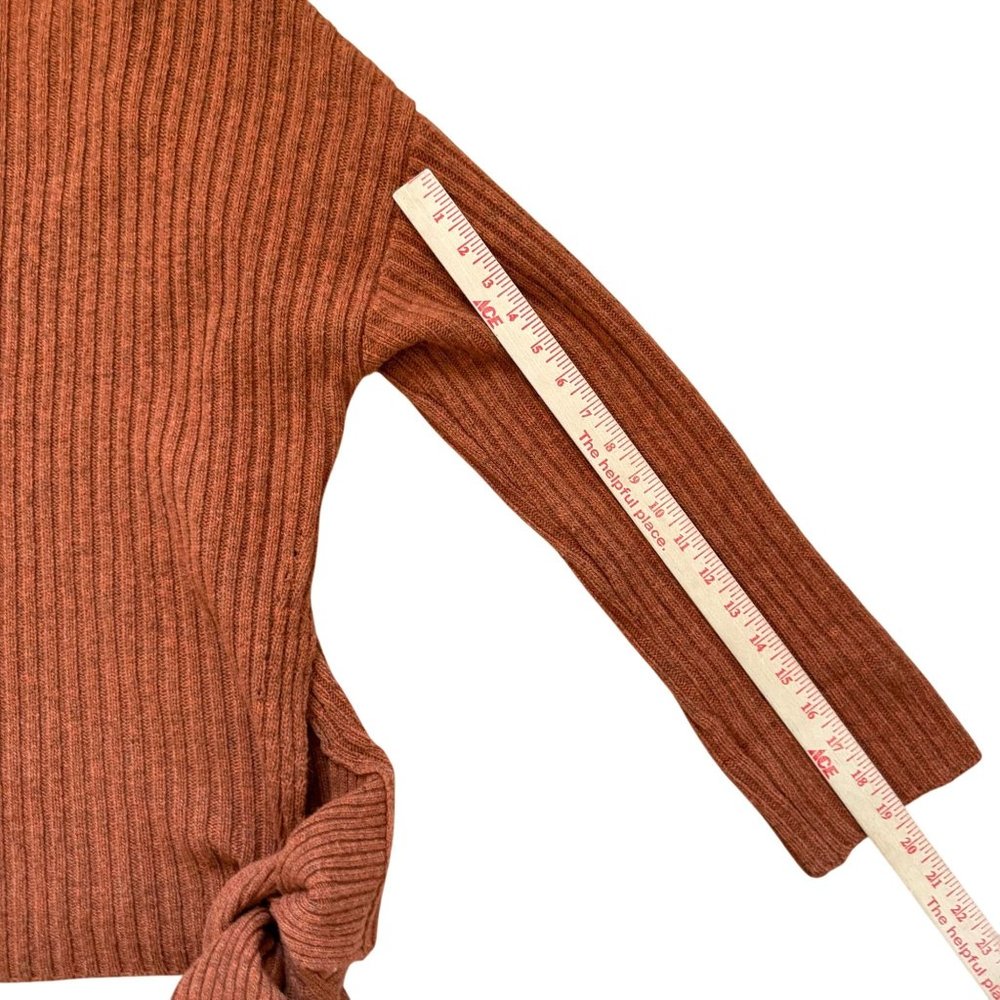 Mijeong Park Wool Blend Side-Tie Ribbed Turtleneck Sweater Women Medium Brown - Picture 6 of 8